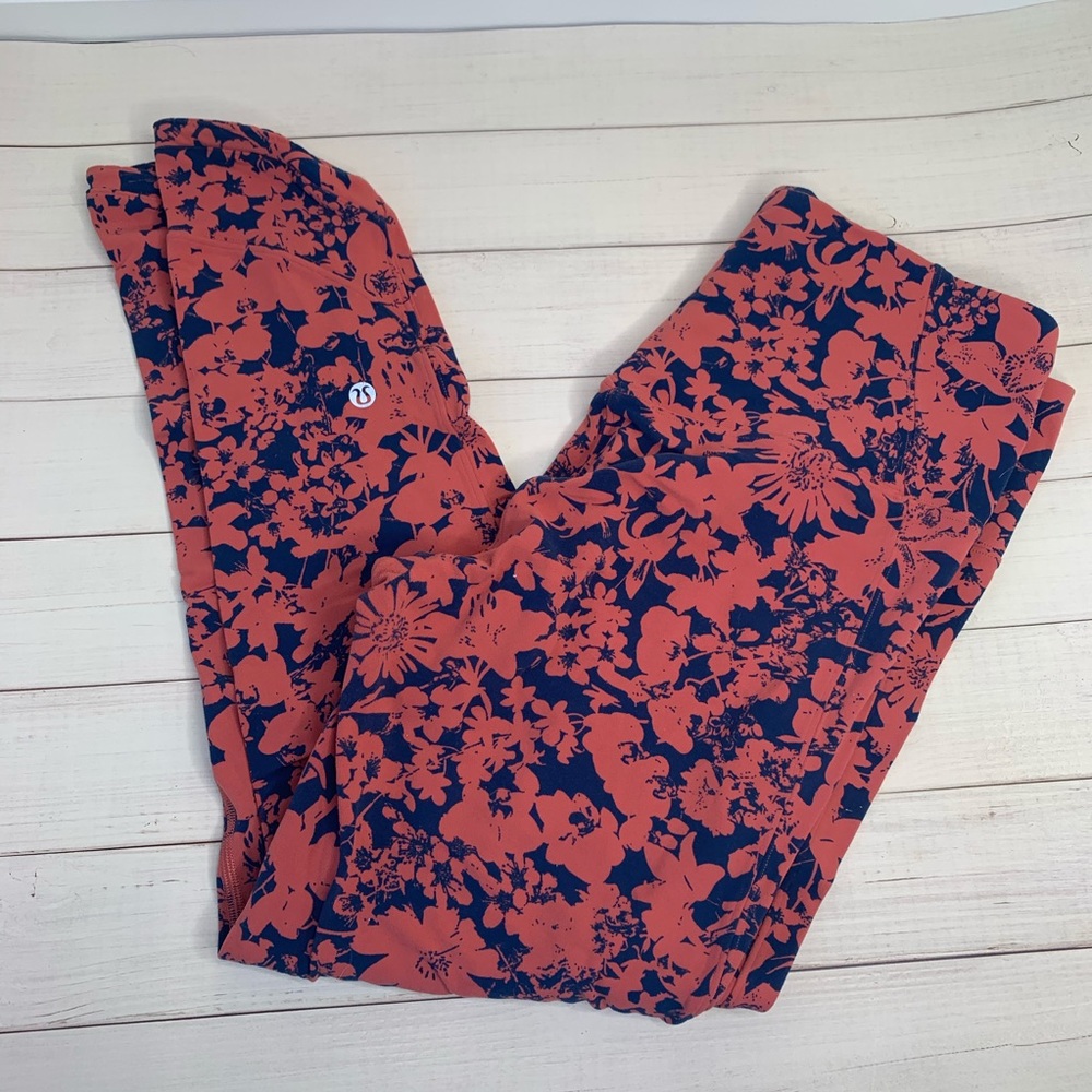 Blue and coral pink All you Do Lululemon 7/8 leggings